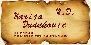 Marija Duduković vizit kartica